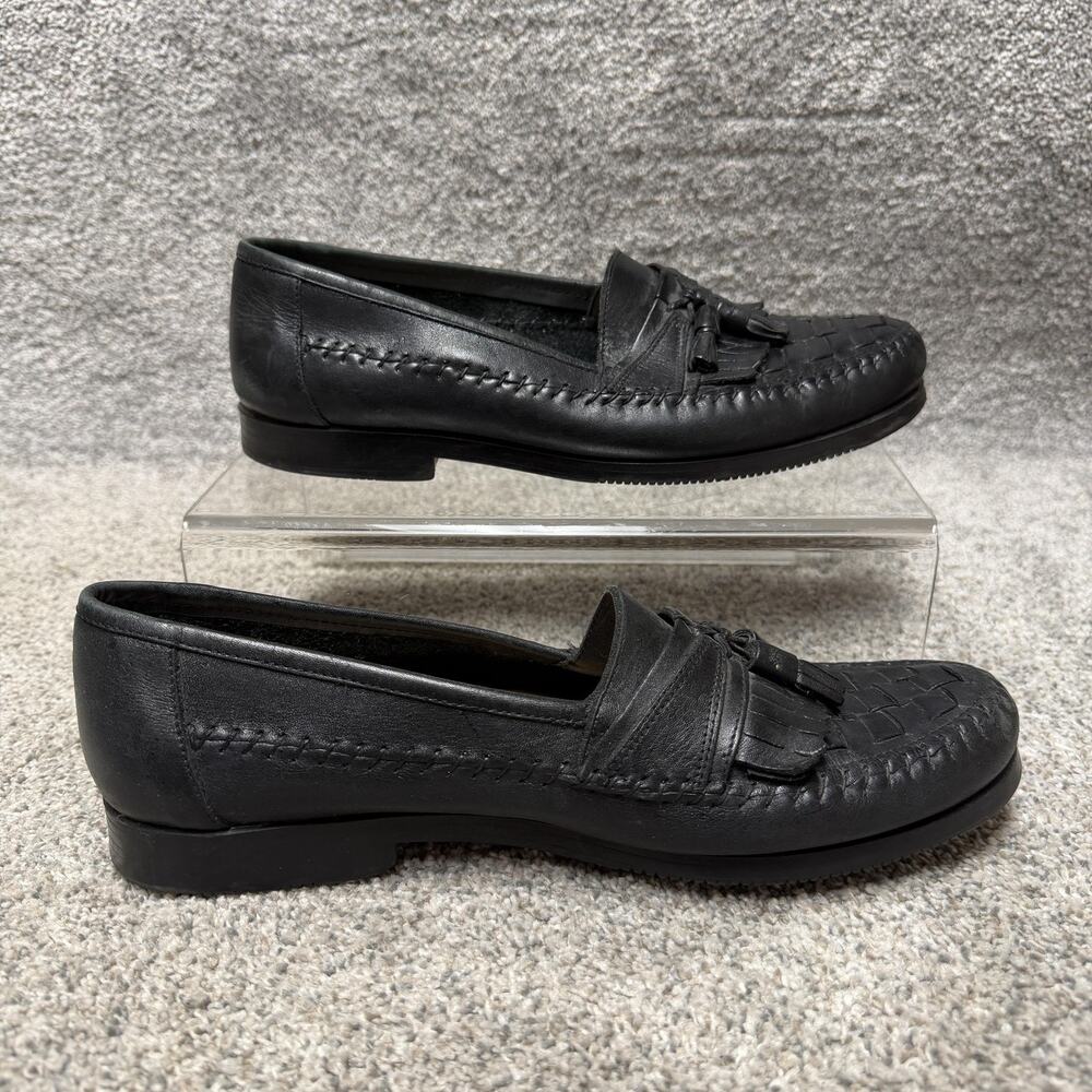 David Taylor Kennedy Shoes Mens 11D Black Leather Tassel Loafer Dress Classic